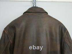 Schott Nyc Mens Jacket Thick Leather Wool Distress Brown Bomber Flying Biker M/l