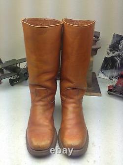 Square Toe Frye Distressed Made USA Vintage Leather Brown Boss Campus Boots 10d