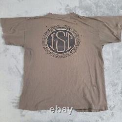 T-shirt Stussy Tribe Rare Vtg 1992 Marron Décoloré Homme Taille Large DISTRESSED Couture Unique