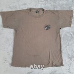 T-shirt Stussy Tribe Rare Vtg 1992 Marron Décoloré Homme Taille Large DISTRESSED Couture Unique