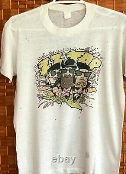 True Vintage Zz Top T Shirt El Loco 1981 Concert Trous Beurre Détresse Soft