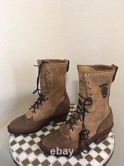 USA Chippewa Lace Up Trucker Distressed Western Cowboy Boots 8 Ee