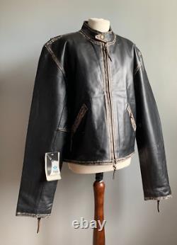 VESTE en CUIR AVIATRIX 5XL 44 46 usée homme western biker neuve avec étiquette