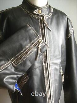 VESTE en CUIR AVIATRIX 5XL 44 46 usée homme western biker neuve avec étiquette