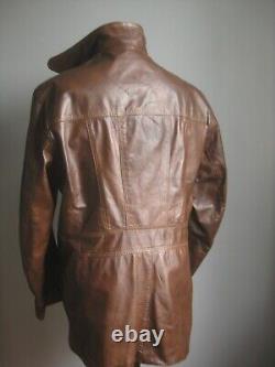 VESTON EN CUIR VINTAGE 42 44 en détresse, manteau de blazer WELBAR NORTHAMPTON rétro couleur tan