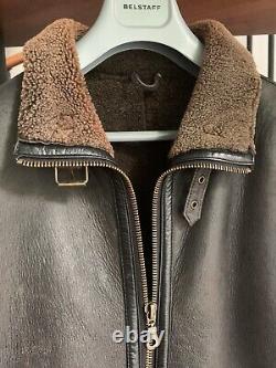 Veste ASHWOOD pour hommes en shearling vintage volant aviateur bombardier marron usé S/M