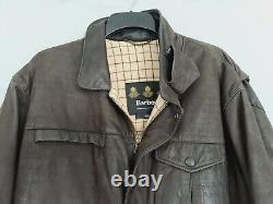 Veste Barbour Bushman en cuir et laine doublée tartan pour homme, brun vieilli, taille S/M