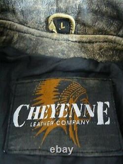 Veste Biker En Cuir Vintage Cheyenne Détresse 44r (l)