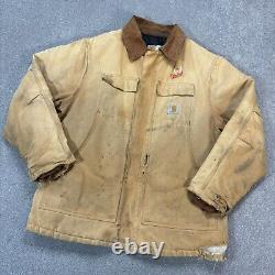 Veste Carhartt Adulte Extra Large Marron en Toile de Canard Detroit Usé Manteau Homme