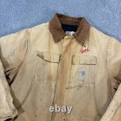 Veste Carhartt Adulte Extra Large Marron en Toile de Canard Detroit Usé Manteau Homme