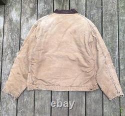 Veste Carhartt Detroit vintage des années 60-70 en toile de canard marron usée taille 50