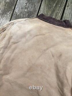 Veste Carhartt Detroit vintage des années 60-70 en toile de canard marron usée taille 50