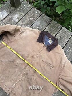 Veste Carhartt Detroit vintage des années 60-70 en toile de canard marron usée taille 50