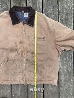 Veste Carhartt Detroit vintage des années 60-70 en toile de canard marron usée taille 50