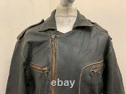 Veste De Moto En Cuir Décontraction Allemande Vintage 80's Taille 50 / XL Ace Patina