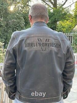 Veste En Cuir Pour Hommes Harley Davidson Xl. Marron Dk Dérangé. A Peine Utilisé