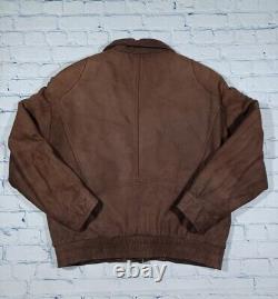 Veste Levi's pour homme taille 44 en cuir marron Big E, style usé, doublée, tenue western vintage