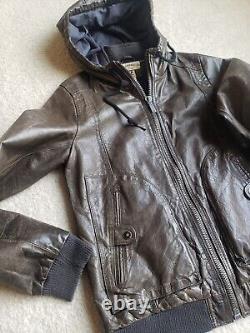 Veste à capuche en cuir vieilli pour homme Converse John Varvatos taille 2 M