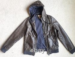 Veste à capuche en cuir vieilli pour homme Converse John Varvatos taille 2 M