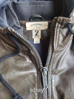 Veste à capuche en cuir vieilli pour homme Converse John Varvatos taille 2 M