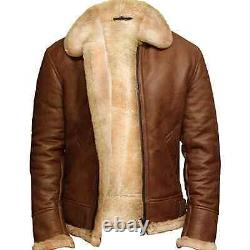 Veste aviateur en cuir marron usé pour homme