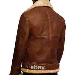 Veste aviateur en cuir marron usé pour homme