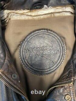 Veste bombardier en cuir marron vieilli pour homme Canyon Ridge de taille 2XL des années 1990