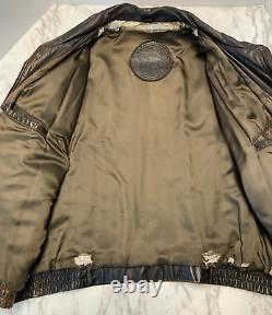 Veste bombardier en cuir marron vieilli pour homme Canyon Ridge de taille 2XL des années 1990