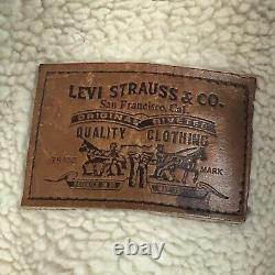 Veste bombardier en cuir vieilli brun doublée de sherpa Levi Strauss Type G1 RARE 38