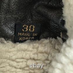 Veste bombardier en cuir vieilli brun doublée de sherpa Levi Strauss Type G1 RARE 38