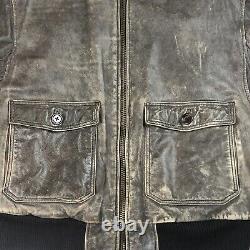 Veste bombardier en cuir vieilli brun doublée de sherpa Levi Strauss Type G1 RARE 38