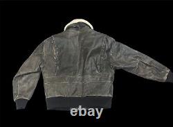 Veste bombardier en cuir vieilli brun doublée de sherpa Levi Strauss Type G1 RARE 38