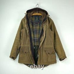 Veste d'été Barbour Dept B Parka en cire pour hommes, taille moyenne, marron avec capuche, manteau militaire