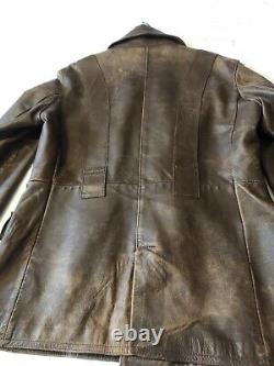 Veste de blazer en cuir vieilli rétro vintage pour homme, taille 42