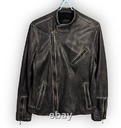 Veste de moto en cuir brun vieilli All Saints Mast pour homme taille L en très bon état