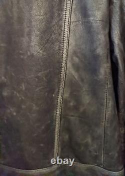 Veste de moto en cuir brun vieilli All Saints Mast pour homme taille L en très bon état