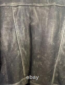 Veste de moto en cuir brun vieilli All Saints Mast pour homme taille L en très bon état