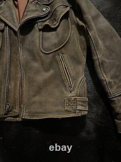 Veste de moto en cuir marron vieilli Harley Davidson Large Billings