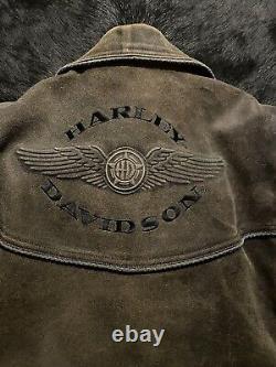 Veste de moto en cuir marron vieilli Harley Davidson Large Billings