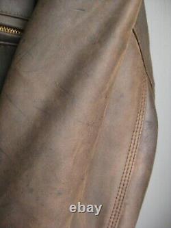 Veste de moto en cuir vintage délavée HELIUM, taille 48 XL cire douce réelle 50.