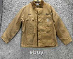 Veste de travail Carhartt Duck Taille M/L Vintage Tan fortement usée doublée de couverture