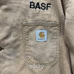 Veste de travail Carhartt Duck Taille M/L Vintage Tan fortement usée doublée de couverture