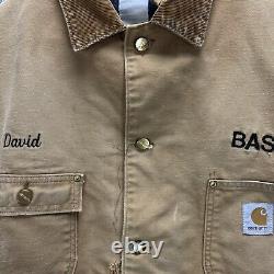 Veste de travail Carhartt Duck Taille M/L Vintage Tan fortement usée doublée de couverture