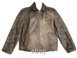 Veste en cuir Levi's Vintage Red Label marron usée Taille XL pour homme style bomber