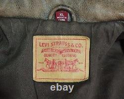 Veste en cuir Levi's Vintage Red Label marron usée Taille XL pour homme style bomber