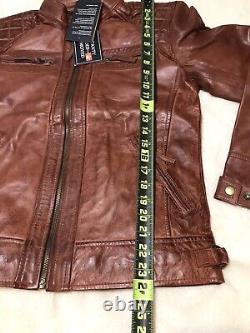 Veste en cuir d'agneau souple et vieilli pour homme style café racer en marron ajustée taille XS 299$