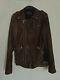 Veste En Cuir Daim Allsaints Pour Hommes, Marron Chocolat, Style Motard Bomber, Taille S