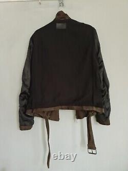 Veste en cuir daim Allsaints pour hommes, marron chocolat, style motard bomber, taille S