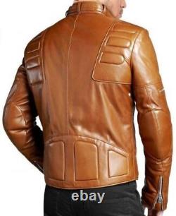 Veste en cuir de motard vintage marron vieilli style café racer pour homme