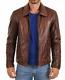 Veste En Cuir De Moto Vintage Pour Homme, Style Café Racer, Marron Vieilli